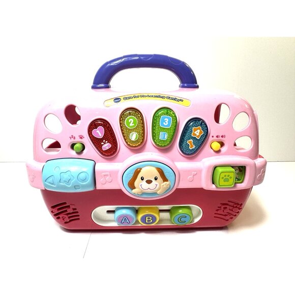 VTech Care For Me Learning Pet Carrier, Pull & Sing Puppy & Gund Dog Plush Lot - Picture 6 of 10